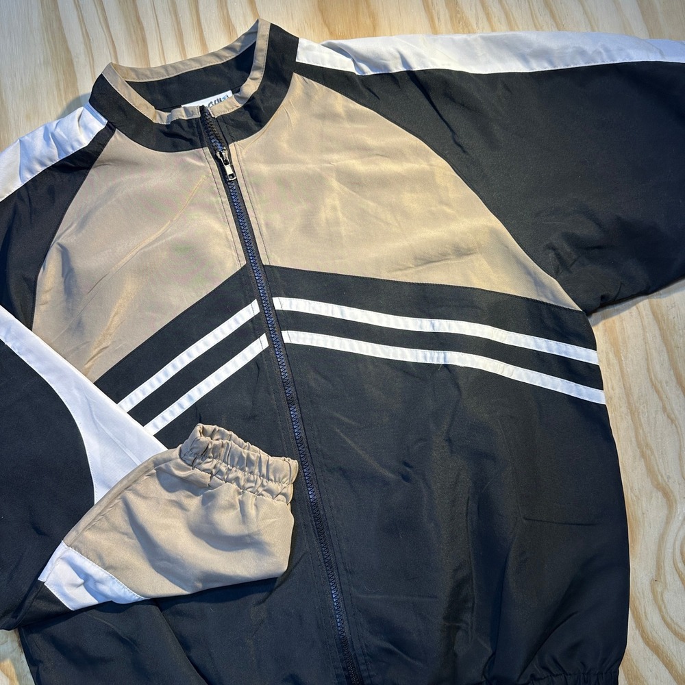 Regatta Sport Womens Medium Black Tan White Colorblock Chevron Windbreaker